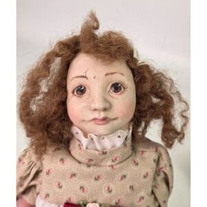 Vintage Handmade Sculpted Resin Doll Girl by Anna Moncrief 20" Shelf Sitter Rare